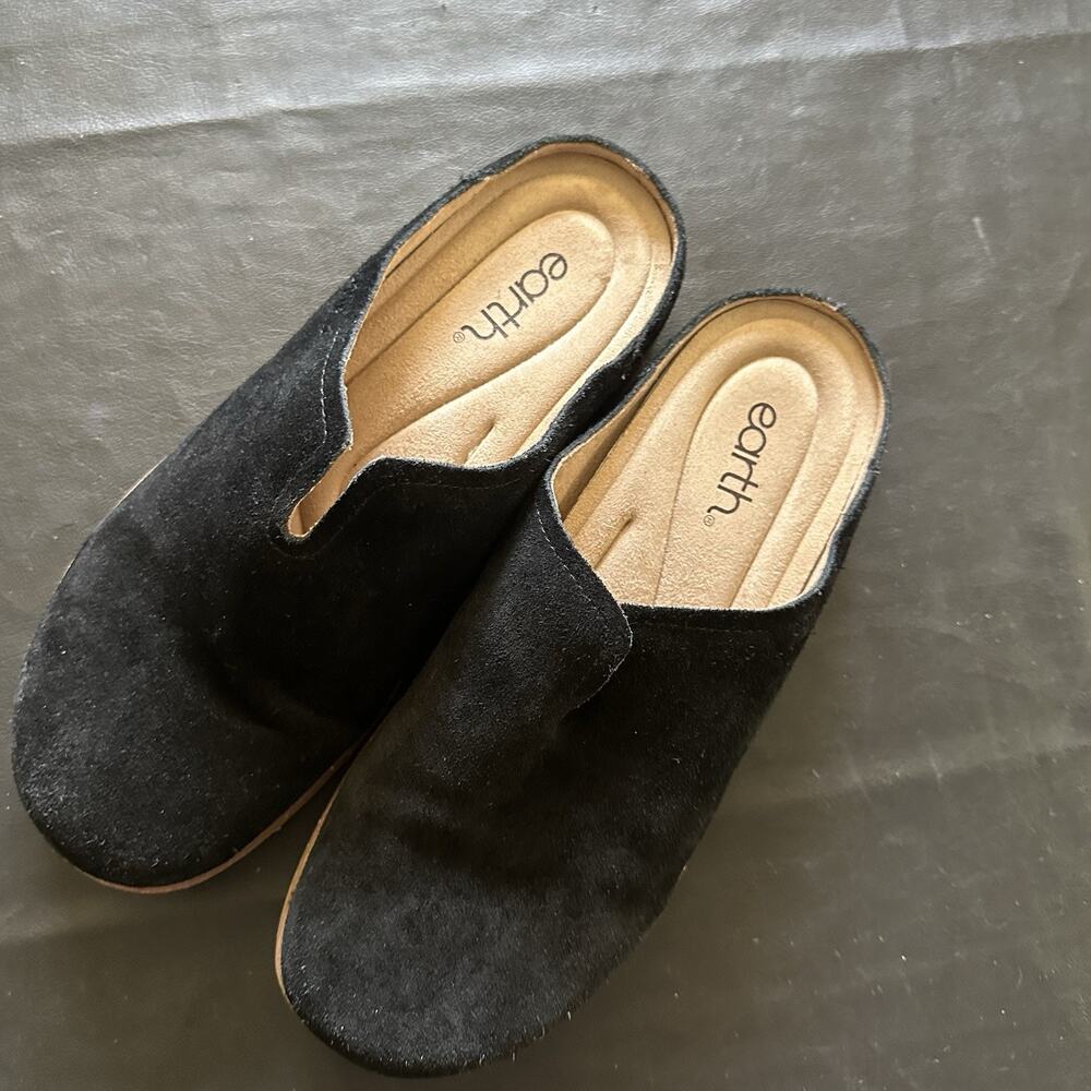 Earth Origins clogs Black Suede Women’s 9 Sandals Slippers - Picture 2 of 7